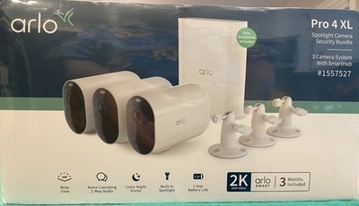 Arlo Pro 4 XL Spotlight Wireless Indoor/Outdoor 3 Camera Bundle FACTORY SEALED