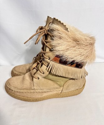 Tecnica Alps Low Boots Southwestern Suede Pony Hair Women's Sz 8.5