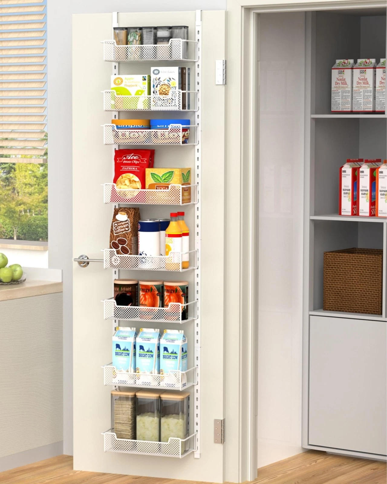 VyGrow 12.3" W Narrow Over the Door Pantry Organizer, 8Tier Over the Door Org...