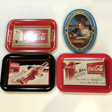 Vintage Coca Cola Tip Tray Bottle Girl 1989 and 1991 Set of 4 #80