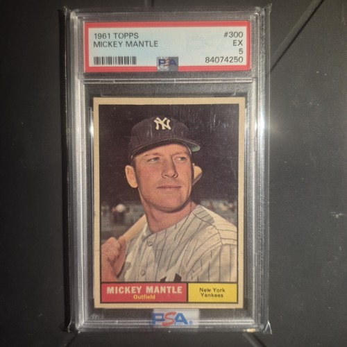 1961 Topps #300 Mickey Mantle PSA 5 Vintage Yankees HOF  (Centered)