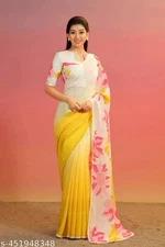 Women's Georgette Saree With Separate Blouse Piece