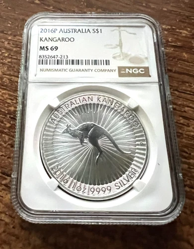 *2016P Australia Kangaroo S$1 Silver Coin   NGC MS69 Cert# 8352647-213