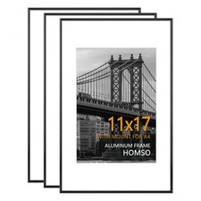 Homso 11x17 Metal Black Picture Poster Frame Set of 3 for 8.3x11.7 Photos