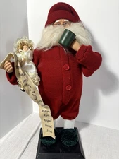 Large Christmas Santa Figurine w/ Naughty Nice List - Knit Outfit 20” Display