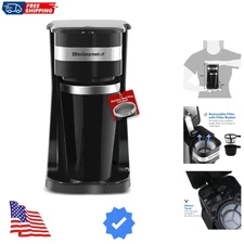 Personal Single-Serve Compact Coffee Maker Brewer Includes 14Oz. Thermal Trav...
