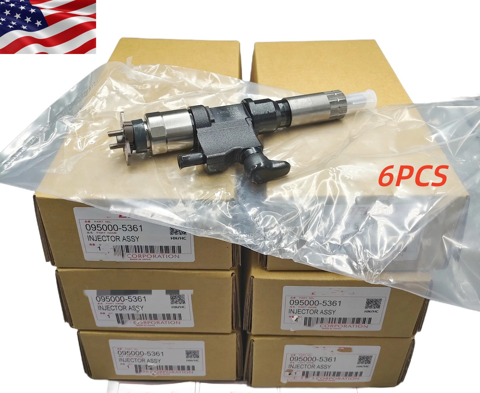 6Pcs Fuel Injectors 095000-5361 Fit Denso Isuzu 7.8L Engine Model 6HK1 Vehicle