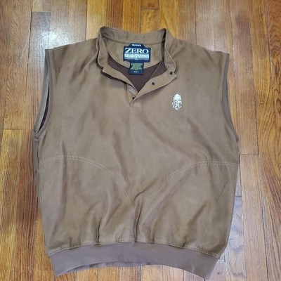 Zero Restriction Vest Mens Medium Brown Microsuede Golf Windbreaker Pullover