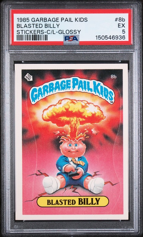 1985 GARBAGE PAIL KIDS STICKERS CHECKLIST-GLOSSY #8B BLASTED BILLY PSA 5