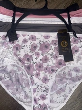 Kathy Ireland Womens Brief Underwear Panties Multicolor 5-Pair Polyester (B), 1X