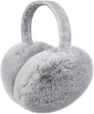 LCXSHYE Winter Ear Warmers for Women Foldable Soft Fluffy muffs Grey
