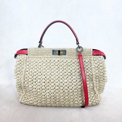 Authentic Fendi Peekaboo X-Large Raffia & Python Bag