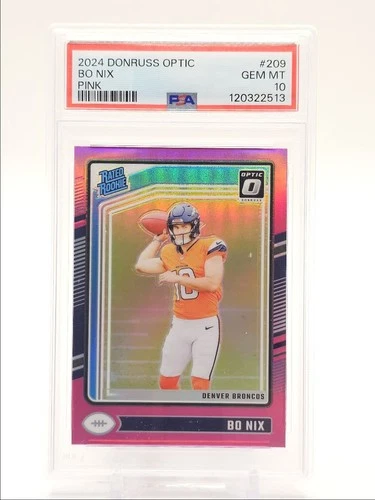 BO NIX 2024 DONRUSS OPTIC RATED ROOKIE PINK PRIZM #209 C RC PSA 10 Q0004