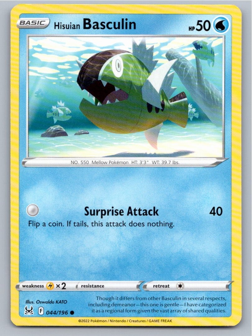2022 POKEMON HISUIAN BASCULIN LOST ORIGIN 044/196 C NM A72005 FREE S&H