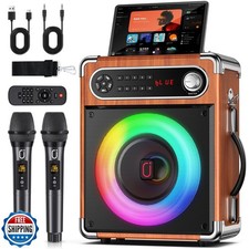 JYX Karaoke Machine with 2 Wireless Microphones, Portable Bluetooth Speaker f