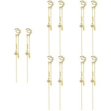 5 Pairs Star Ear Clip Ear Pendant Fashion Earrings Cuff Women Chain ear wrap