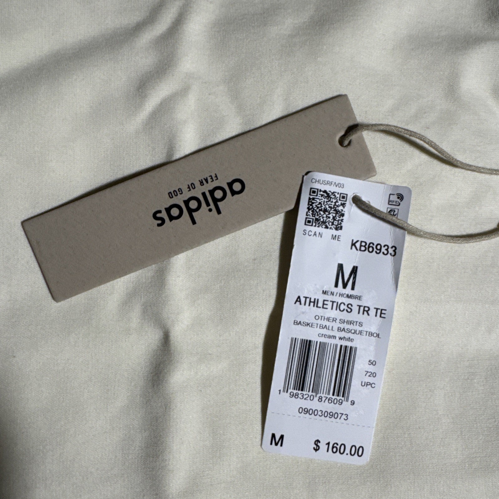 Adidas X  Fear Of God Athletics Tee Cream White KB6933 Mens Medium Oversized thumbnail 5