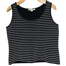 St. John Vintage Women’s S Black White Striped Sweater Knit Sleeveless Tank Top