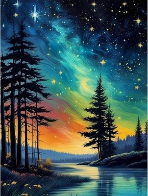 Erwachsenenfreundliches Malen nach Zahlen Landschaft Kit - 16x12 Leinwand & Pinsel enthalten