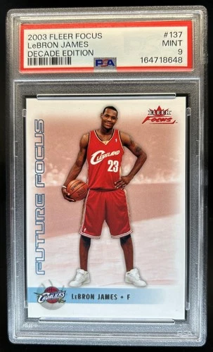 2003-04 Fleer Focus LeBron James Numbers Decade Rookie RC #/10 Cavaliers PSA 9