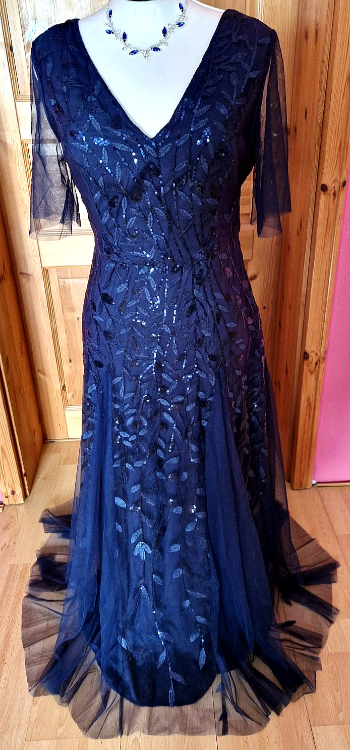 Vestido de baile/vestido de noche/boda largo azul/talla muy elegante 44