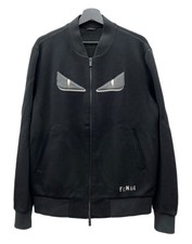 Fendi MA-1 Bomberjacke Herren schwarz Rayon Reißverschluss Bündchen FW0833...