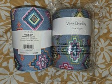 2 Vera Bradley Drink Hugger Leather Can Cooler Koosie - Painted Medallions - NEW