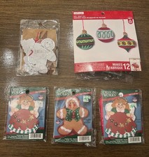 Design Works Felt Kit Gingerbread Man Angel Ornament Lot Of 16 Christmas Holiday