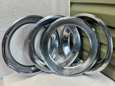 Vintage Ford Chevy Dodge Chrome 15 inch Beauty Rings (4) Set Rim Wheel Original