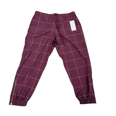 Albion Fit jetsetters joggers women s medium petite windowpane Maroon Red