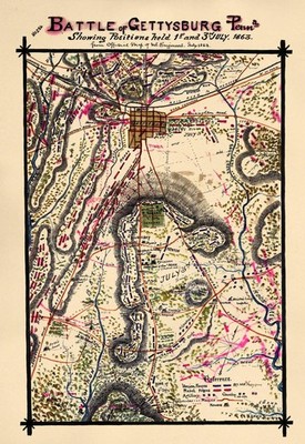 Battle of Gettysburg, Penna. Showing Positions Held 1st and 3rd July 1863 1862