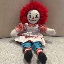 Vintage 90's Handmade Raggedy Ann Doll with Detachable Dress Apron Pants 12 In