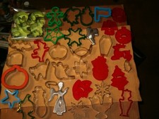 Lot Of 40 Cookie Cutters Metal Plastic Estate Sale Find - Some Well Used