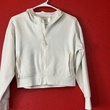Old Navy Girls Full Zip Hoodie Ivory XL 14-16 Fleece Long Sleeve