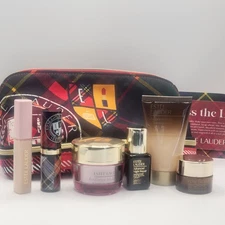 Estee Lauder Night Repair Cross the Line Tartan Plaid 7 pc Travel Gift Set