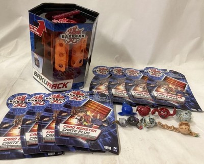 BUNDLE Bakugan Battle Brawlers BakuRack, 8 Card Boosters, 7 Figs Blue Dragonoid