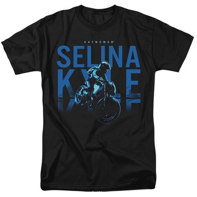 DC Comics The Batman Selina Kyle Motorrad T-Shirt Herren Unisex Schwarz