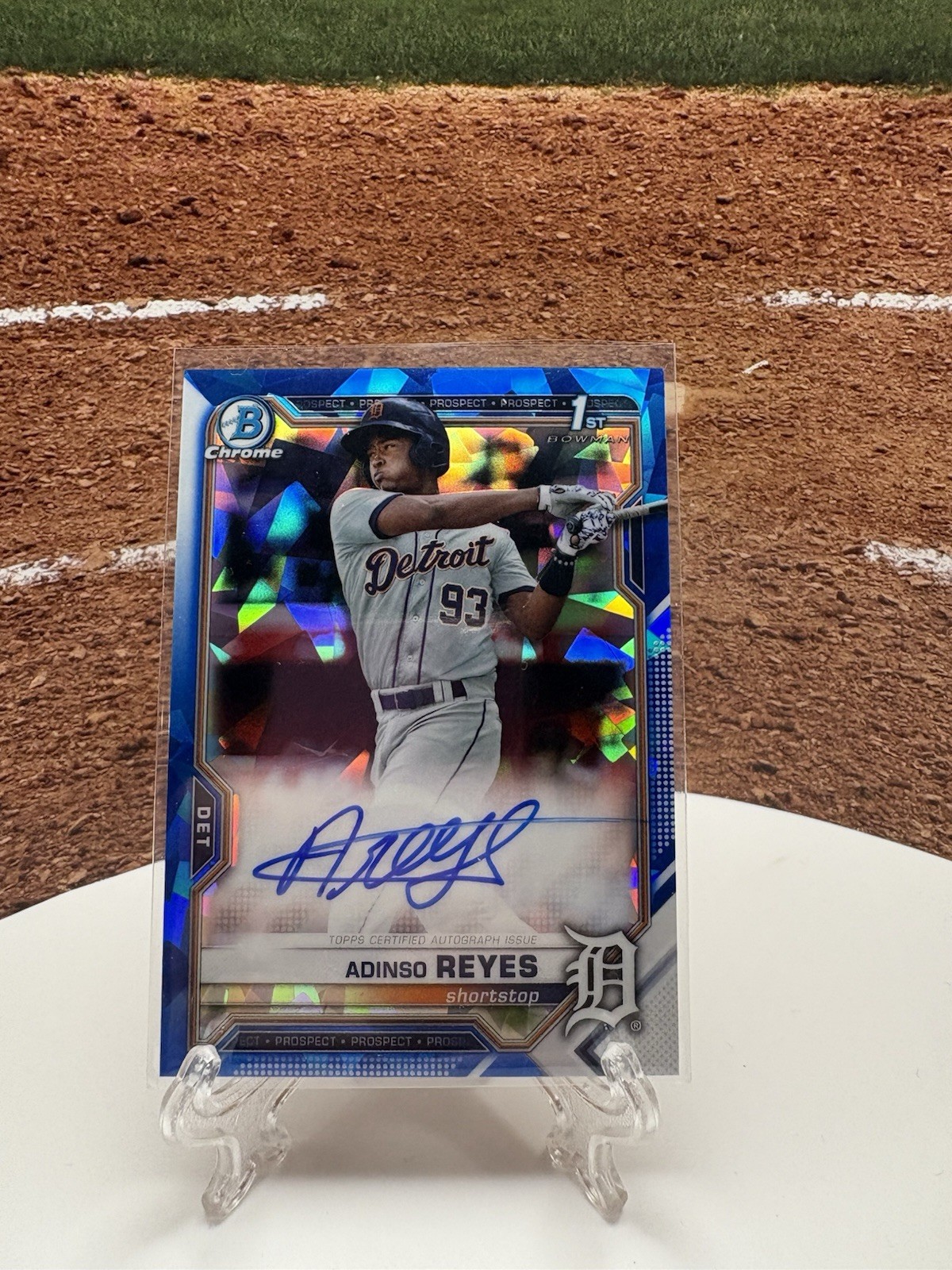 2021 Bowman Chrome Sapphire Prospect Adinso Reyes 1ST ROOKIE TIGERS AUTO