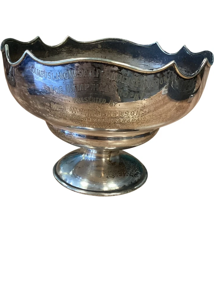 1926 Watson & Gillott Silver Plate School Trophy Bowl Music Engraved Pedestal - Image 4 of 4