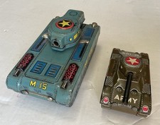 2 Modern Toys Vintage Tin Metal Tanks-M102  M-15  Japan-Not complete  see details