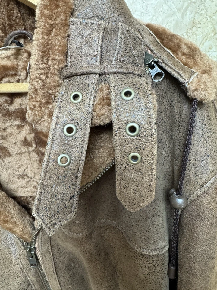 Sheepskin Shearling Men's Winter Jacket Size XL Brown Made In Uruguay - Image 2 of 4