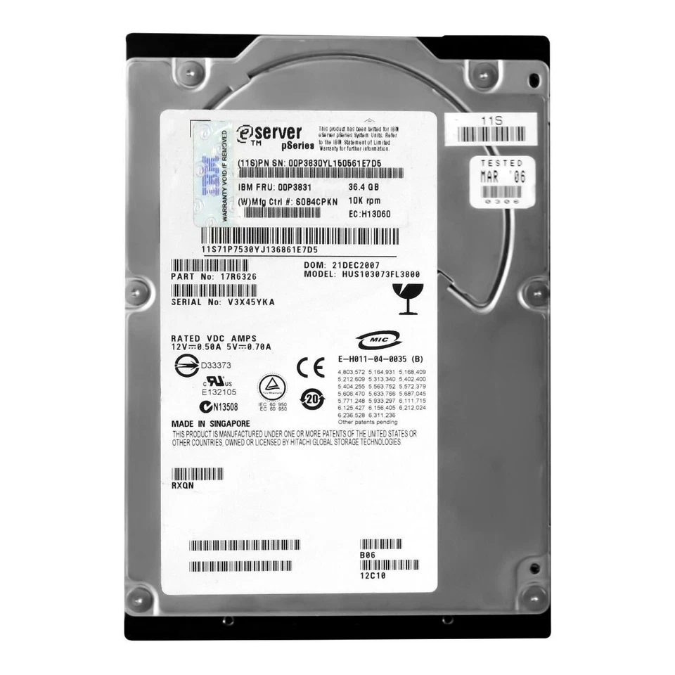 Hard IBM 00P3831 00P3830 HUS103073FL3800 36.4GB 10000U/Min SCSI U320 3.5'' - Image 3 of 3