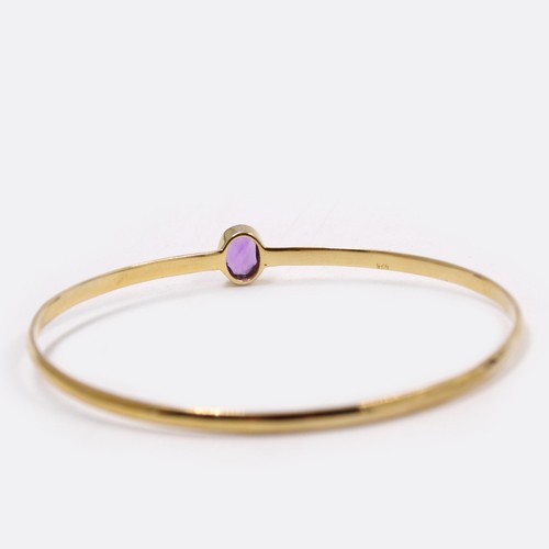 Gold Plated 925 Silver Bangle Bracelet Genuine Amethyst Gemstone Jewelry KB2270 - Picture 4 of 13