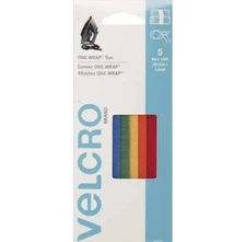 VELCRO(R) Brand ONE-WRAP(R) Ties 8"X1/2" 5/Pkg Multicolor 075967904388