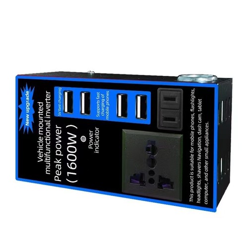 Car Power Inverter Converter Adapter Dc 12v To Ac 220v USB 4 Socket Wave-1600w - Picture 10 of 10