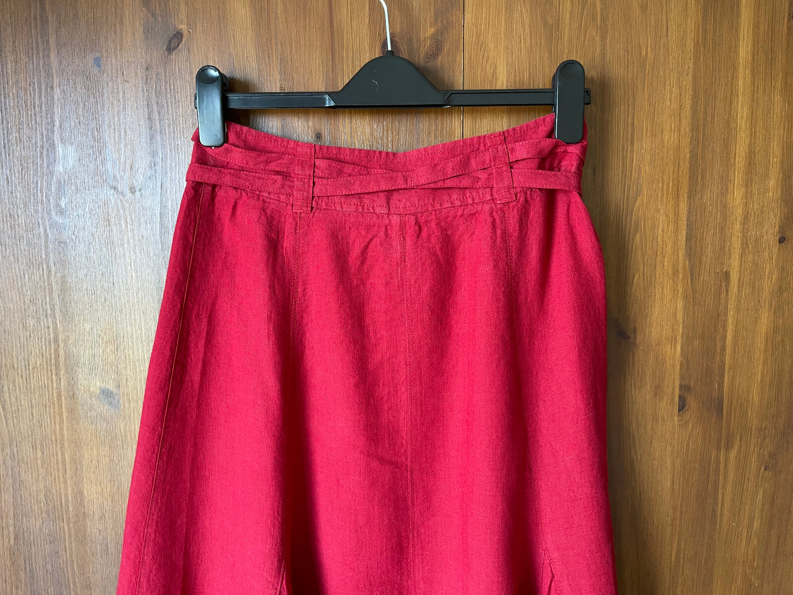 WRAP LONDON MIDI SKIRT A LINE SUMMER Red Poppy 100 Linen UK 8 10 14 wrap-london-midi-skirt-a-line-summer-red-poppy-100-linen-uk-8-10-14
