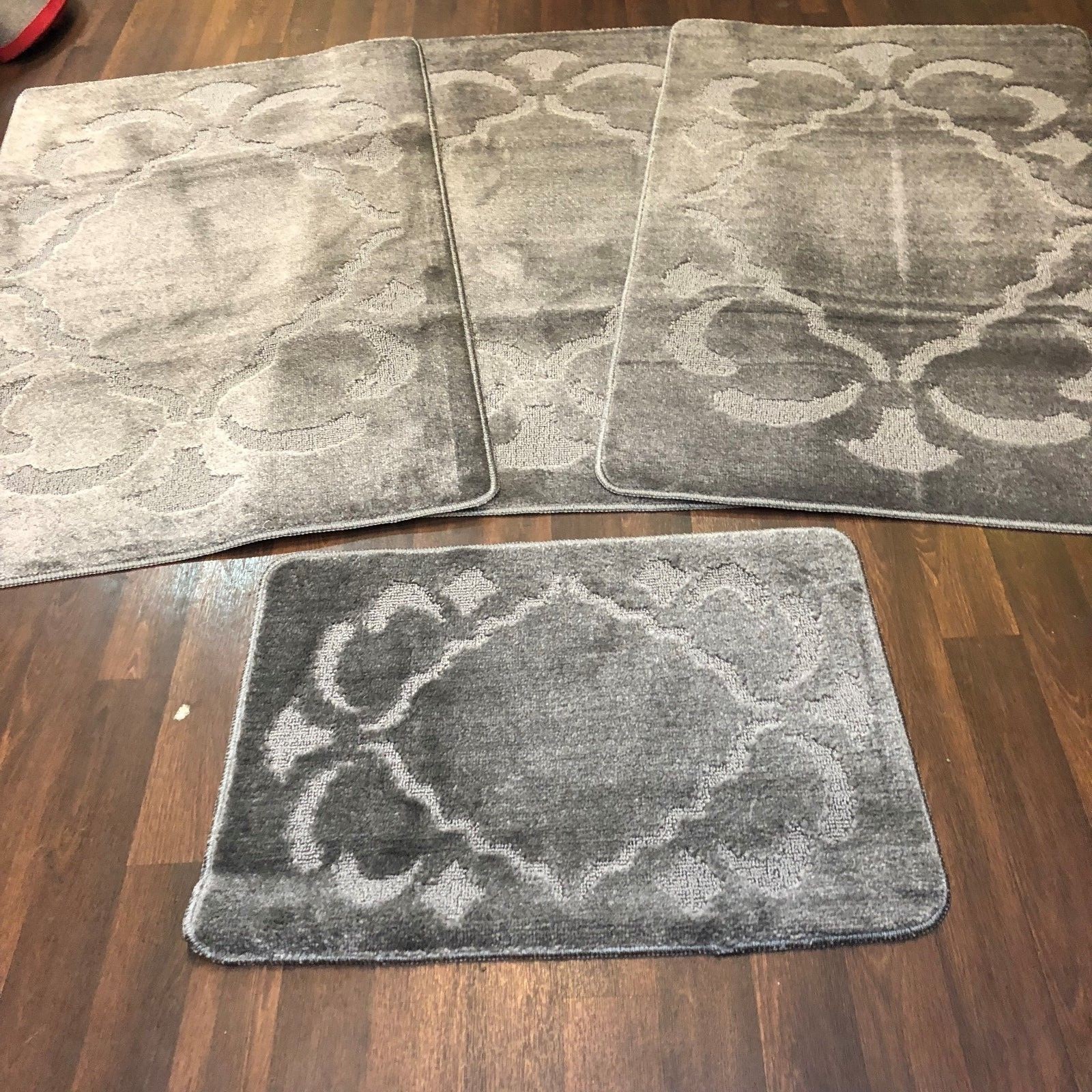 ROMANY WASHABLE GYPSY MATS 4PCS SET 80X120CM NON SLIP DIAMOND SWIRL