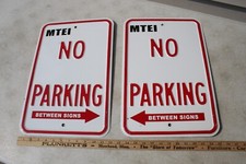 PAIR 2 Metal No Parking Between Signs 18 X 12 aluminum red white Fire HEAVY