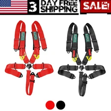 5 Point Racing Harness Camlock Quick Release Safety Seat Belt Black/Red ATV UTV