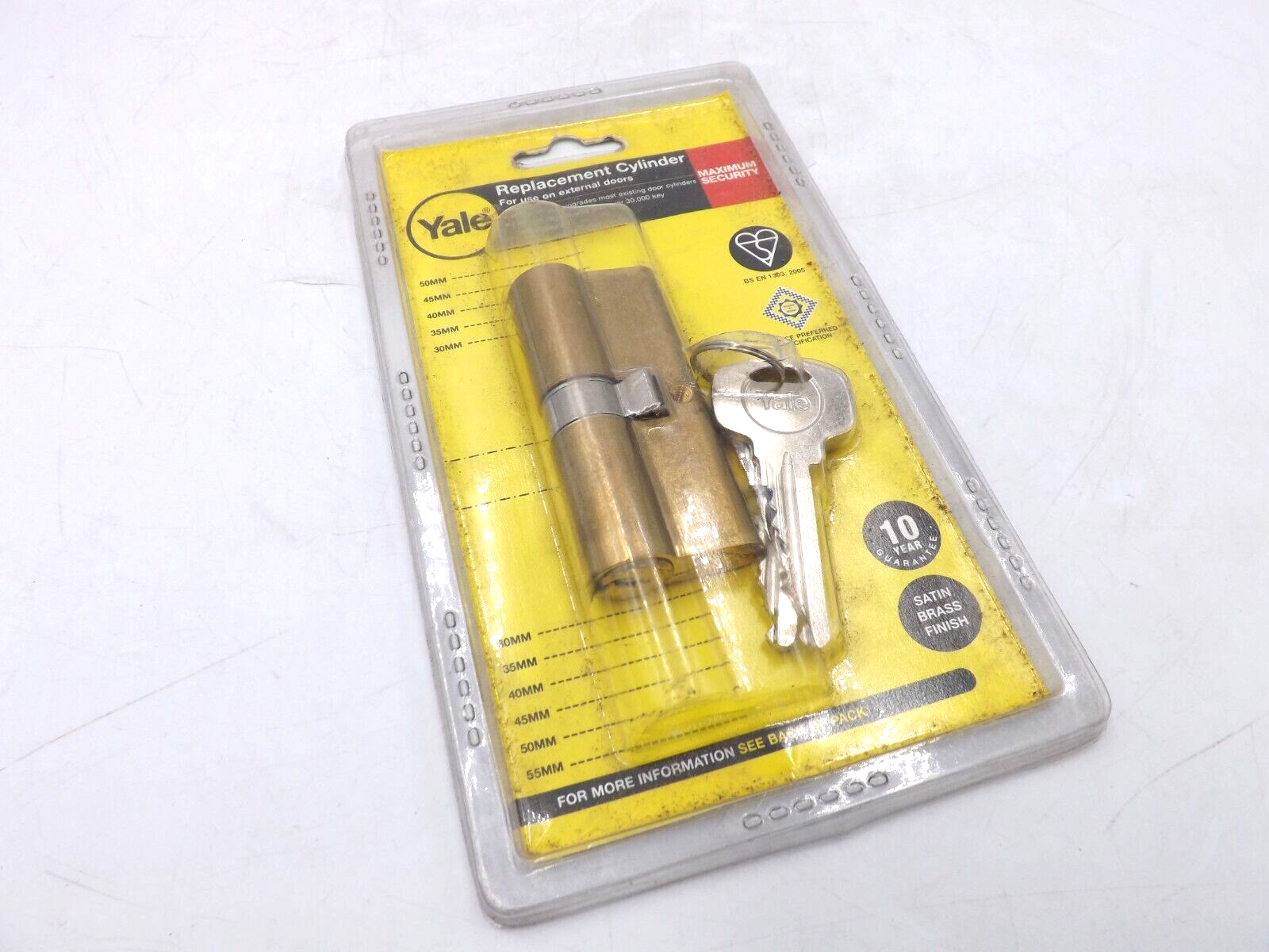 YALE 30-10-30 Front/Back Door Euro Profile Cylinder Satin Brass - VAT INC